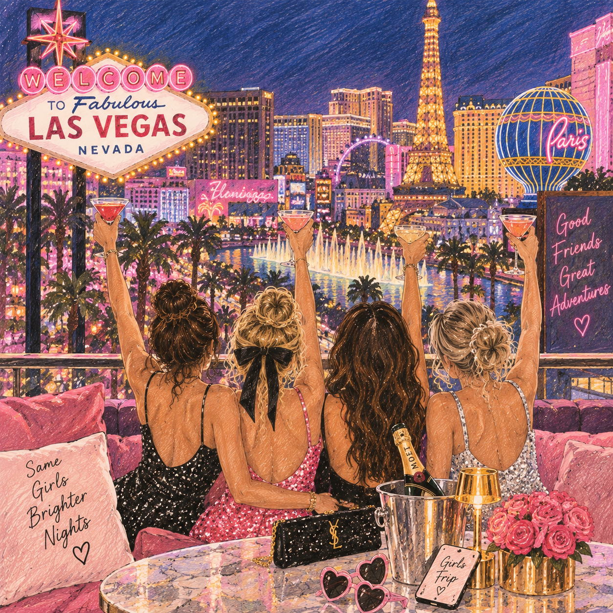 Girls trip sketch illustration