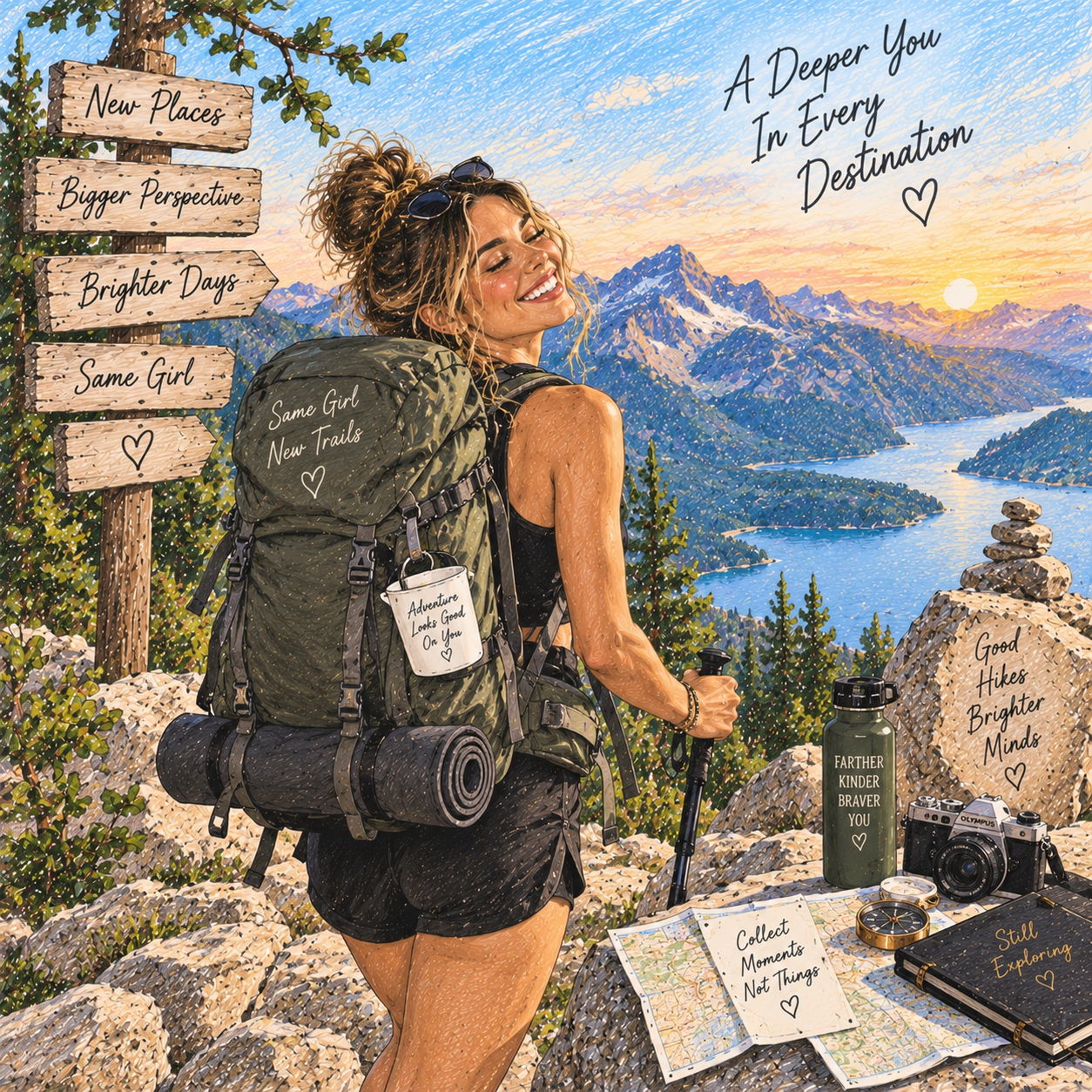 Solo adventure sketch illustration
